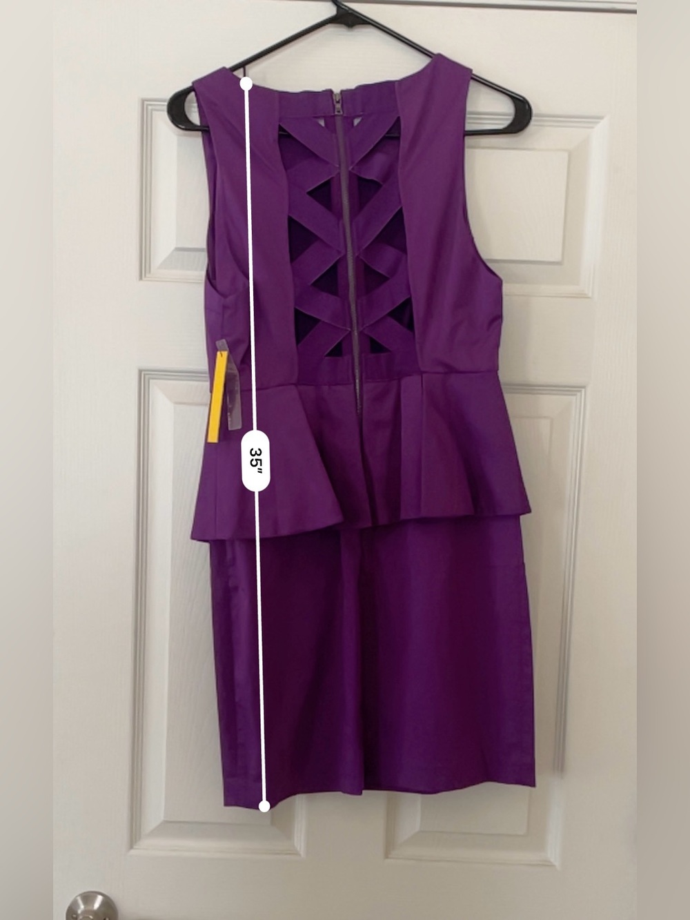 Alice + Olivia Purple Sleeveless Peplum Mini Dress Size 6 NWT Cocktail Party - Picture 4 of 8